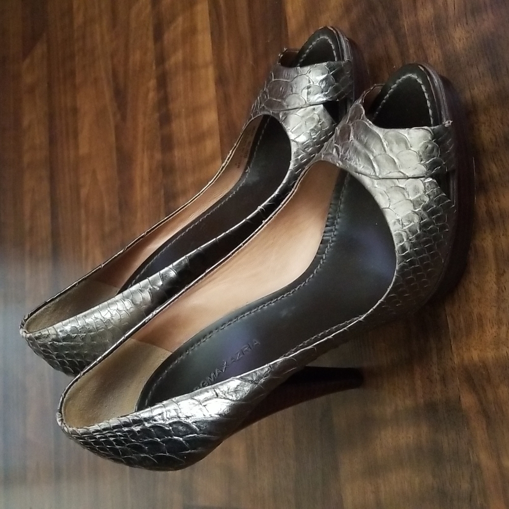 Bcbgmaxazria Python Platform Peeptoe All Leather … - image 3